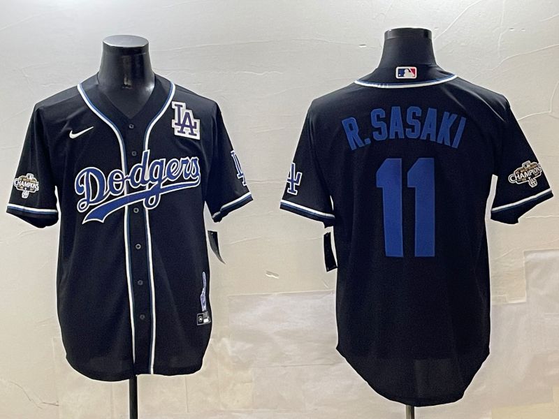 Men Los Angeles Dodgers #11 R.Sasaki Black Fashion Game 2025 Nike MLB Jersey style 3064->los angeles dodgers->MLB Jersey